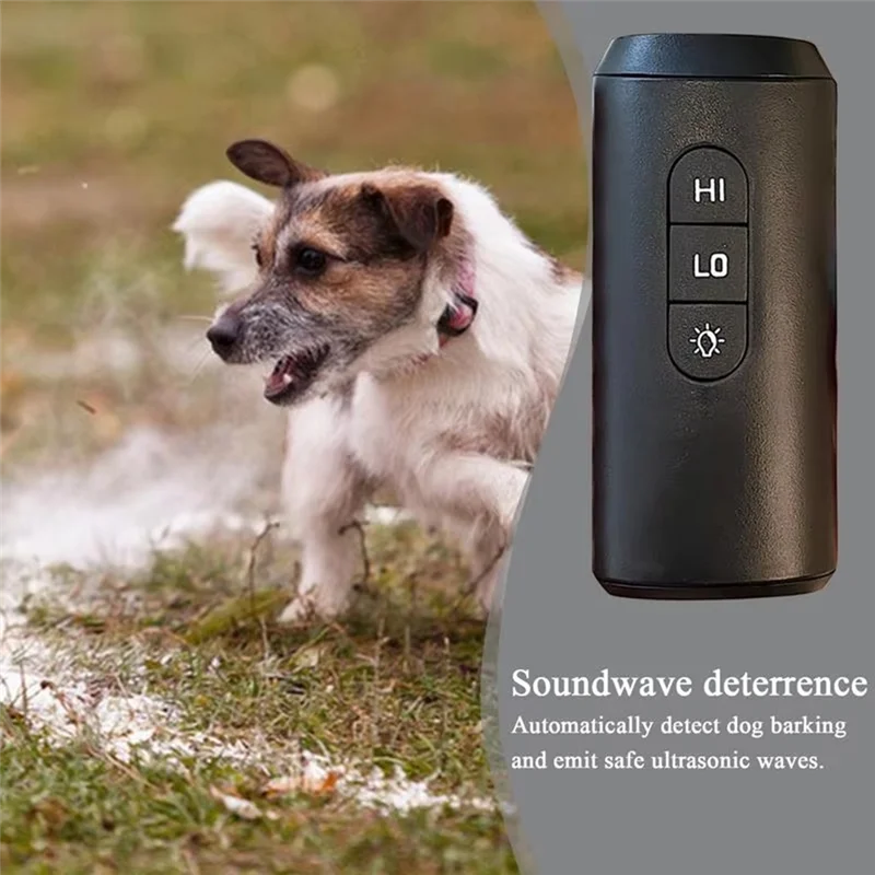 AB68 Double Sensor Dog Bark Controller, Rechargeable Ultrasonic Device With LED Flashlight For Training