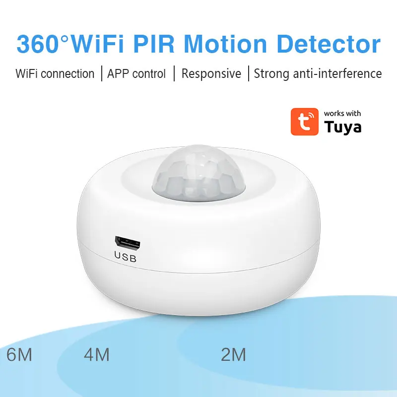 1~8PCS Tuya WiFi Light + PIR Motion Sensor Smart Home Infrared Passive Detector Security Burglar Alarm Sensor Remote Via