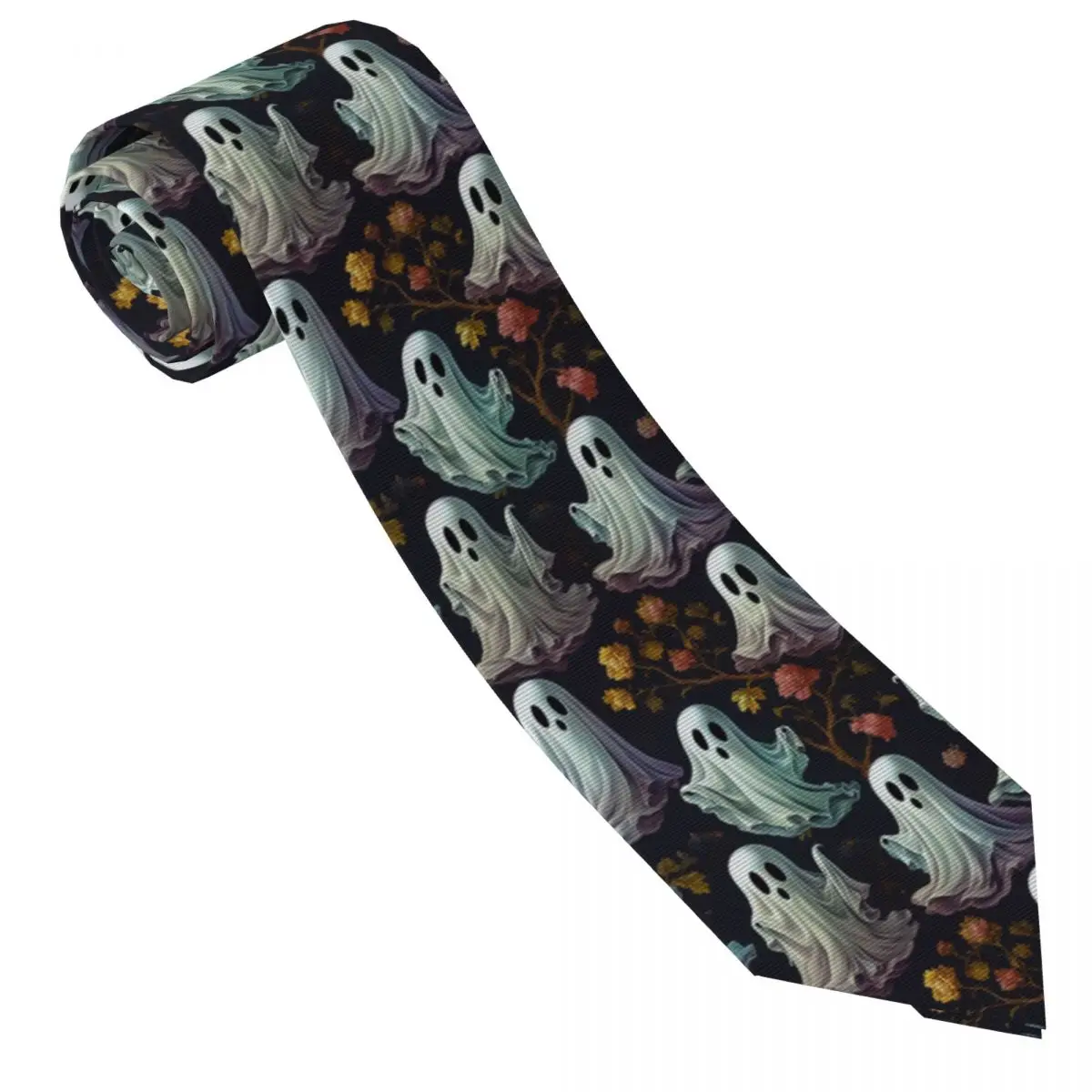 Custom Halloween Ghost Pattern Necktie Mens Mens Suit Tie For Thanksgiving Day