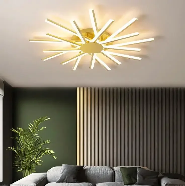 Creative living room lamp simple modern atmosphere gold led ceiling lamp bedroom home Nordic restaurant lamps