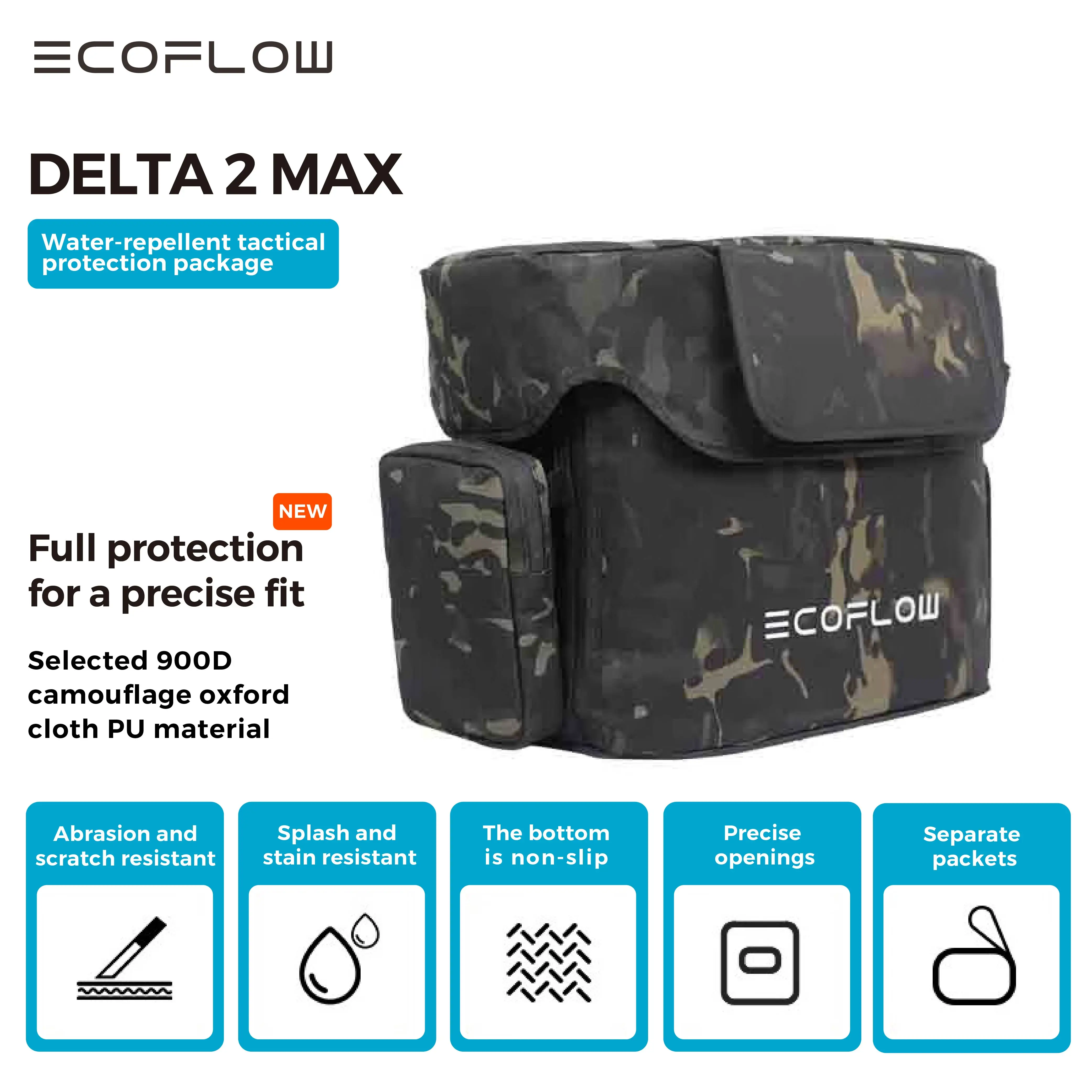 ECOFLOW-Bolsa de camuflaje DELTA 2 MAX, bolsa protectora impermeable para almacenamiento, estación de energía portátil