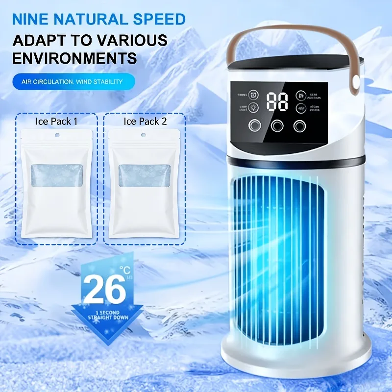 Mini Ventilador USB Portátil de Enfriamiento Rápido con Humidificador, Diseño Silencioso, Temporizador de 6 Horas, Luz Nocturna de 7 Colores para Dormitorio, Oficina, Regalo de Verano