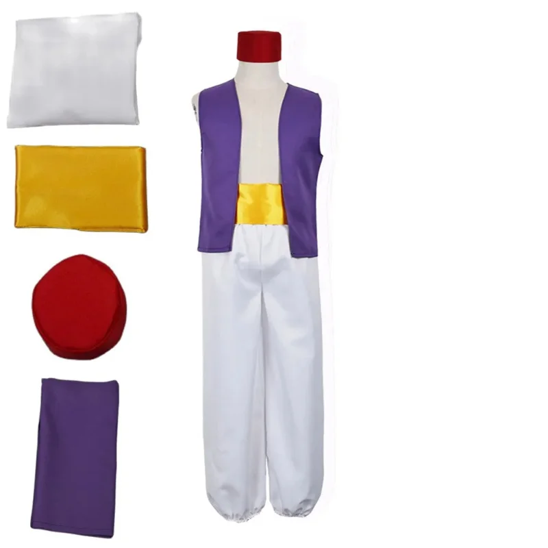 Movies Aladdin Magic Lamp Prince Cosplay Costumes Top Pants Hat Halloween Aldult Child Suit