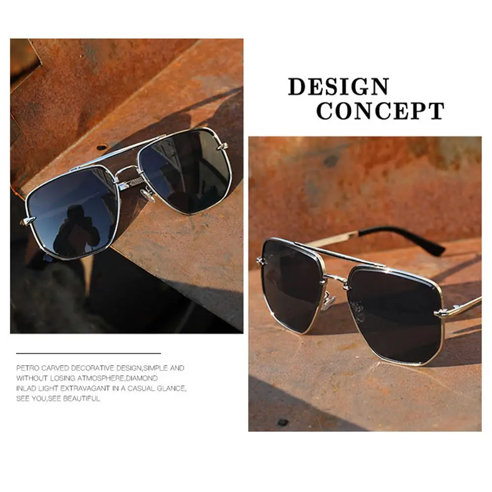نظارات شمسية عصرية بإطار معدني للقيادة كبيرة الحجم مضلعة، نظارات شمسية مستقطبة للرجال، ظلال للرجال