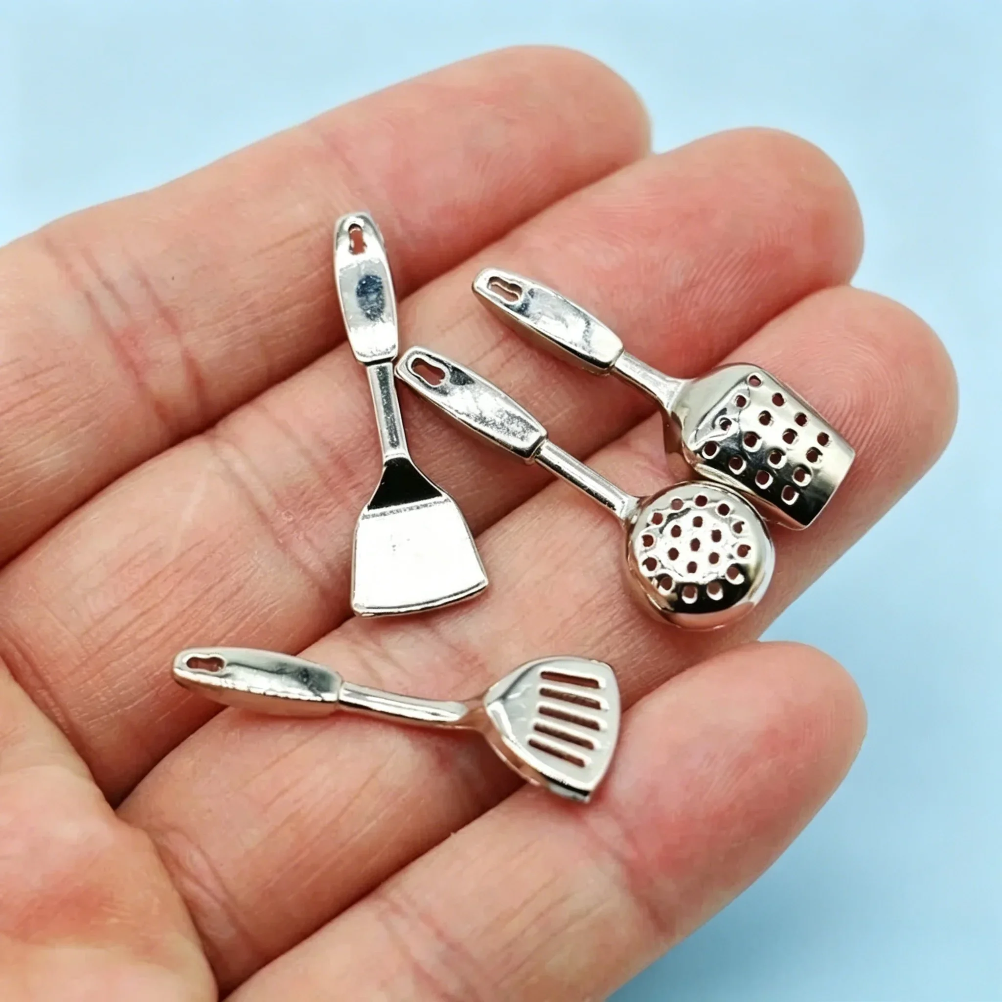 1/12 Dollhouse Miniature Metal Pot Set Tiny Simulation Kitchen Tableware Utensils for Cooking Scene Accessories