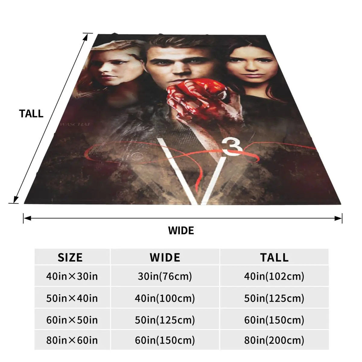 The Vampire Diaries Blanket Soft Warm Flannel Throw Blanket Bedding for Bed Living room Picnic Travel Home Sofa