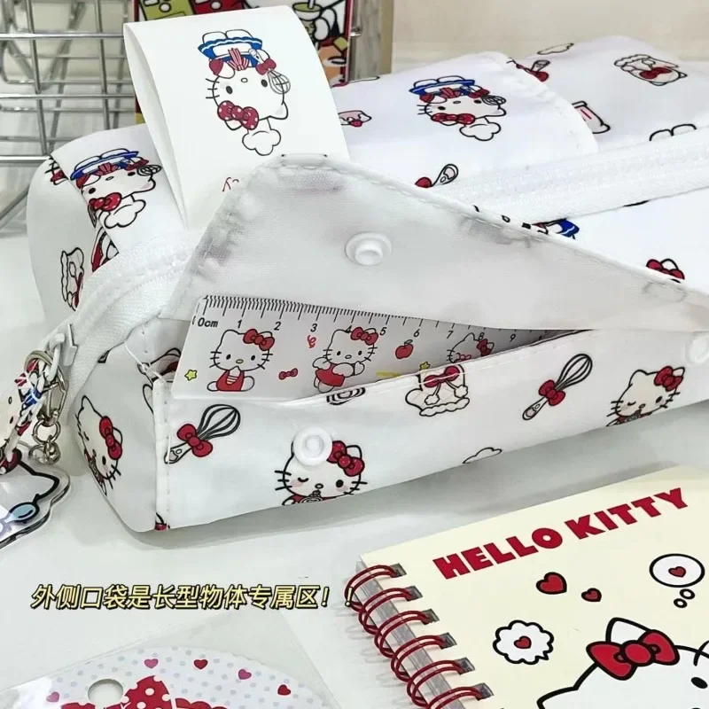 Sanrio Hello Kitty Cute Pencil Case Cartoon Portable Large Capacity Pen Bag Pouch School Supplies Girls Stationery Storage Bag