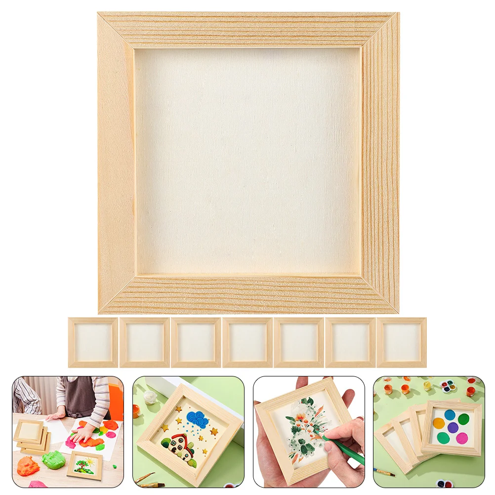 

8 Pcs Clay Picture Frame Photo Painting Craft Frames Decorate Lightweight and Portable Wood Blank