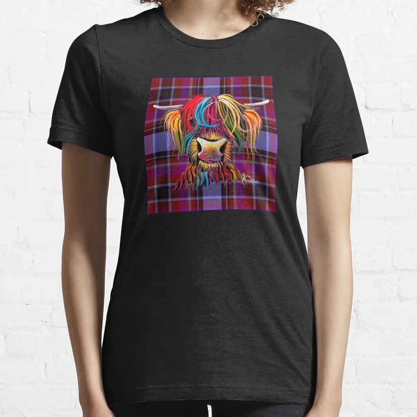 SCoTTiSH HiGHLaND CoW ' TaRTaN NeLLY P ' by SHiRLeY MacARTHuR T-Shirt summer clothes for women Top women cute tops