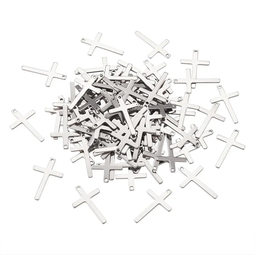 

10-20pcs 304 Stainless Steel Pendants Cross Charms for DIY Handmade Necklace Bracelet Jewelry Making Findings 25x16x0.9mm