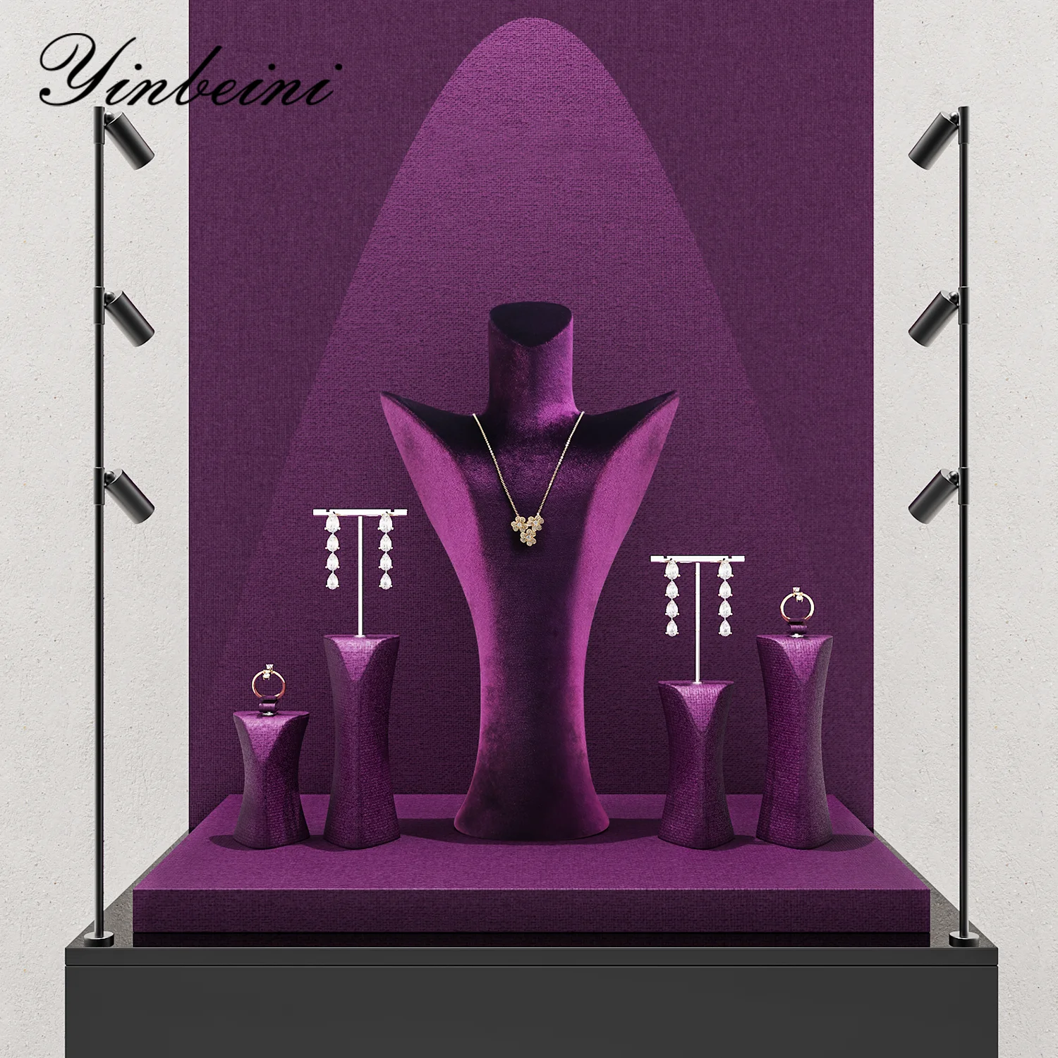 

Yinbeini Velvet Jewelry Display Stand Rings Earrings Ear Stud Showcase Props Boutique Countertop Display Organizer TB052