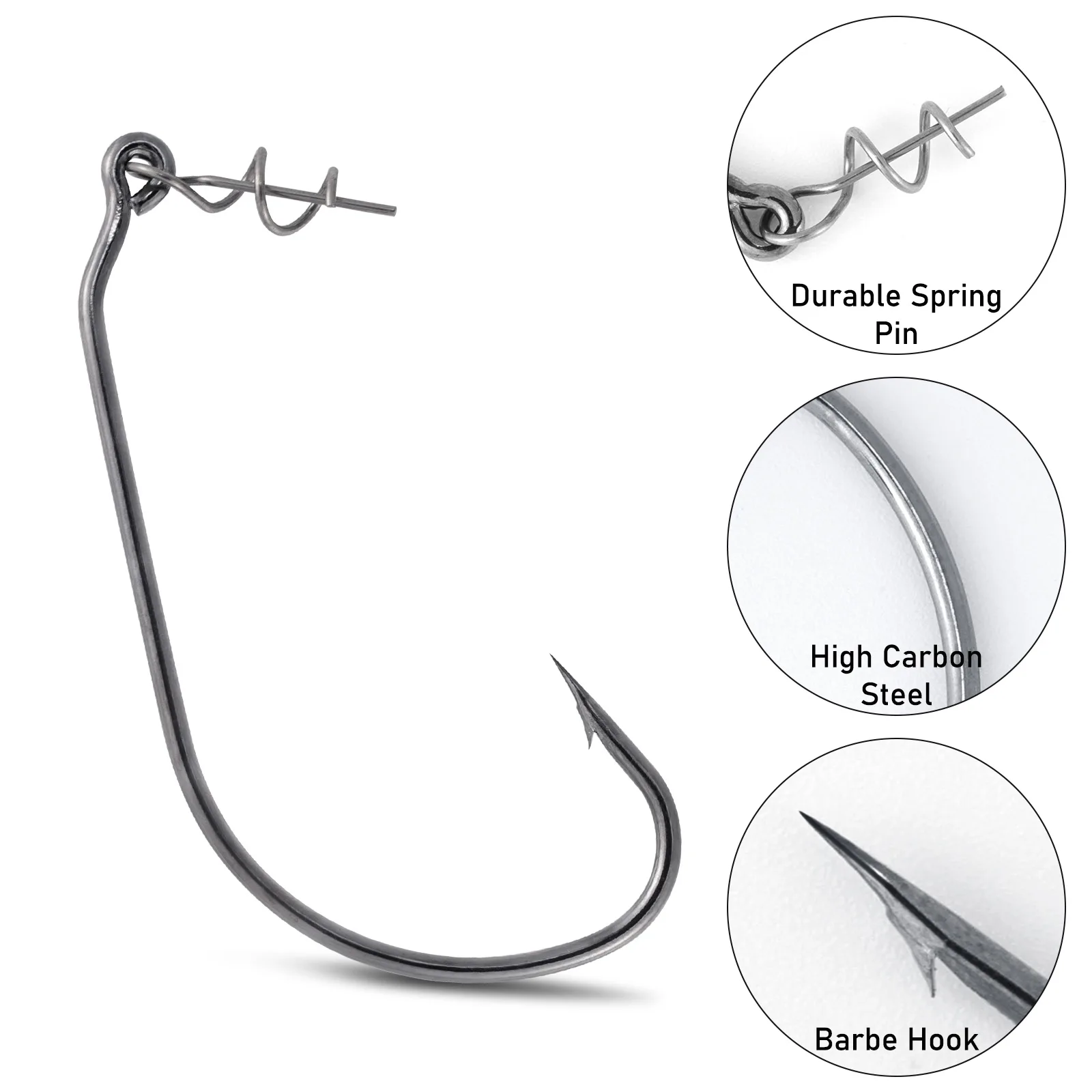 50/100pcs Swimbait Hook with Centering Pin,Wide Gap Offset Barbed Hook,for Texas Rig Carolina Rig Soft Plastic Lures Worm