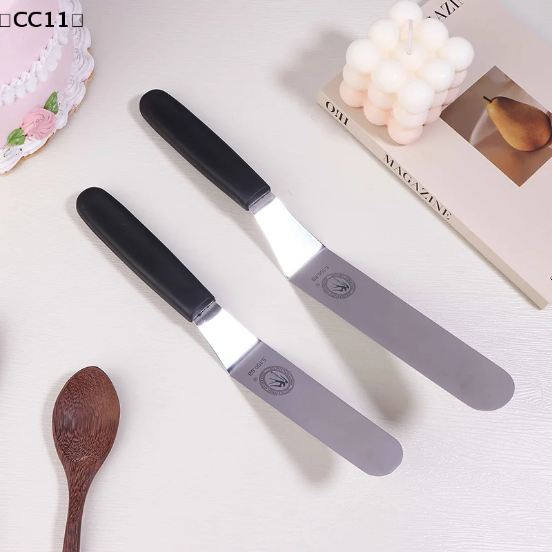 Espátula de acero inoxidable en ángulo de 6/8/10 pulgadas, cuchillo de paleta con hoja curvada, espátula para crema glaseada para repostería y pasteles〔CC11〕