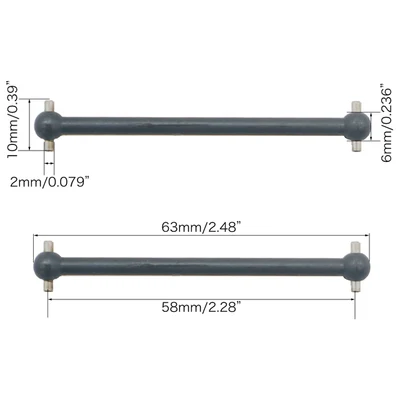 Eje de transmisión de Metal Dogbone RC, piezas de repuesto, 61/63/70/77/84/87/89.5mm para 1/10 HSP 94101 94102 94103 94107 94122 94123 94155 94166