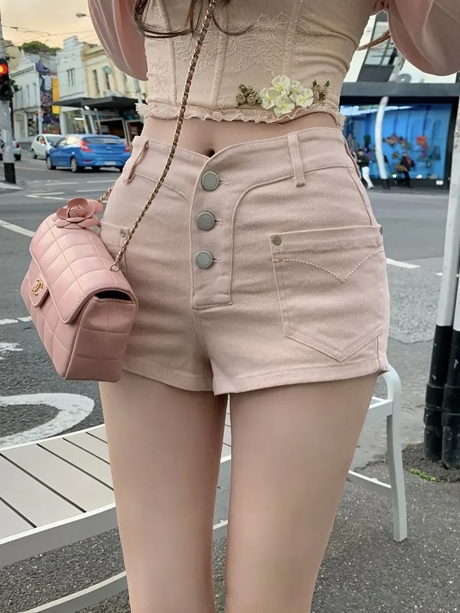 

Skinny With Waist Pocket Denim Shorts for Women Casual Harajuku Fashion Short Jean Pants Woman Normal Aesthetic Kpop Streetwear