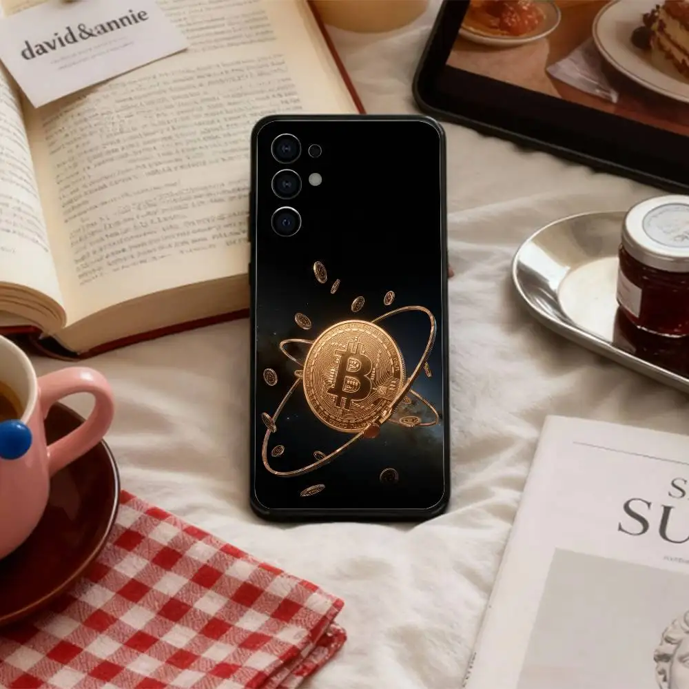 Capa de telefone bitcoin de moeda digital d para samsung s 25,24,23,22,30,21,10,9,ultra,plus,lite,fe,4,5 g capa preta macia