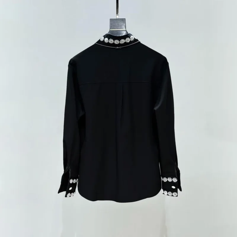 WVGA Spring Autumn New Men Tide Heavy Beaded Stand Collar Long Sleeve Shirts Niche Chic Casual Metal Buttons Tops Ins Y2K W16602