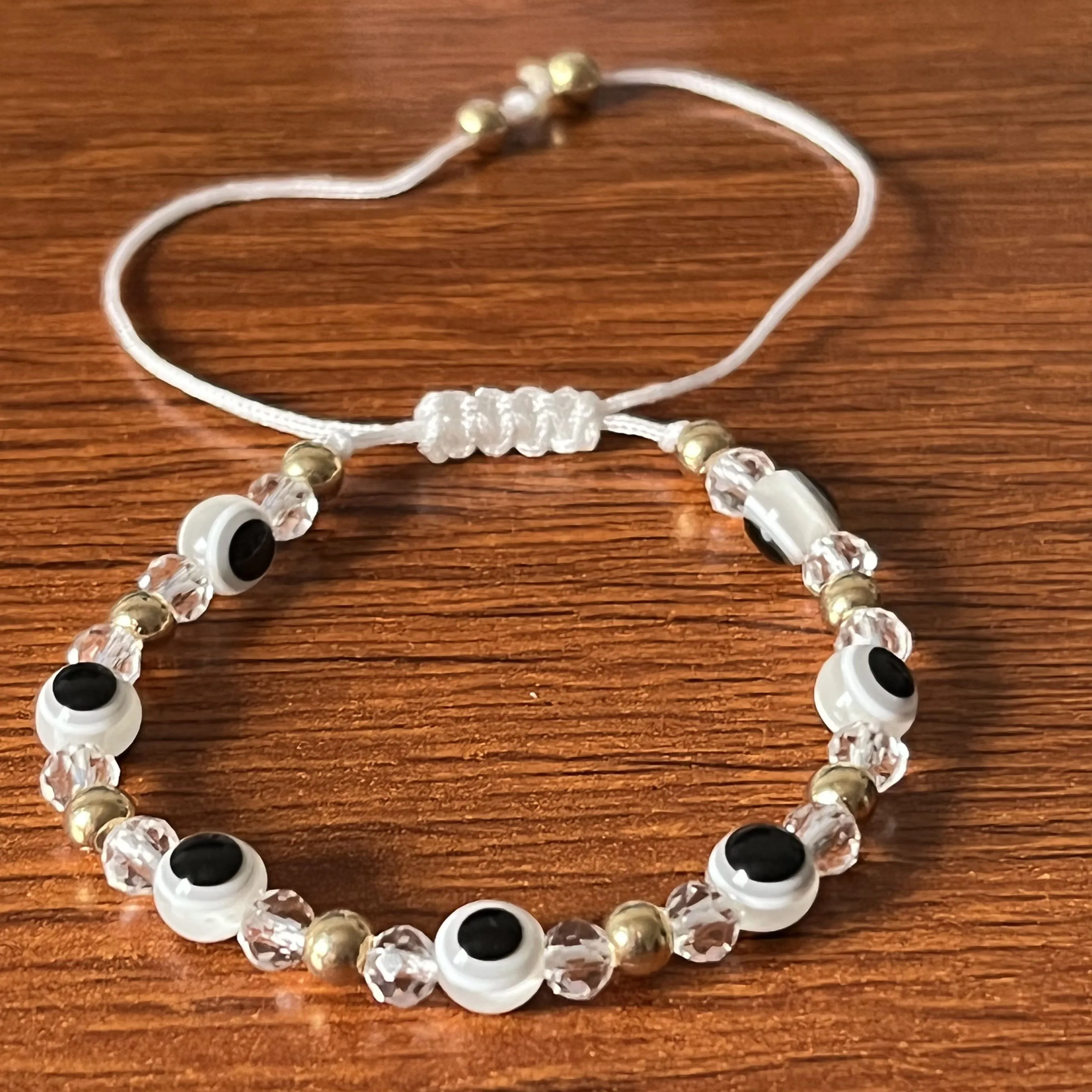 12pcs Baby Size Demon Eye Crystal Braided Prayer Bring Good Luck Bracelet