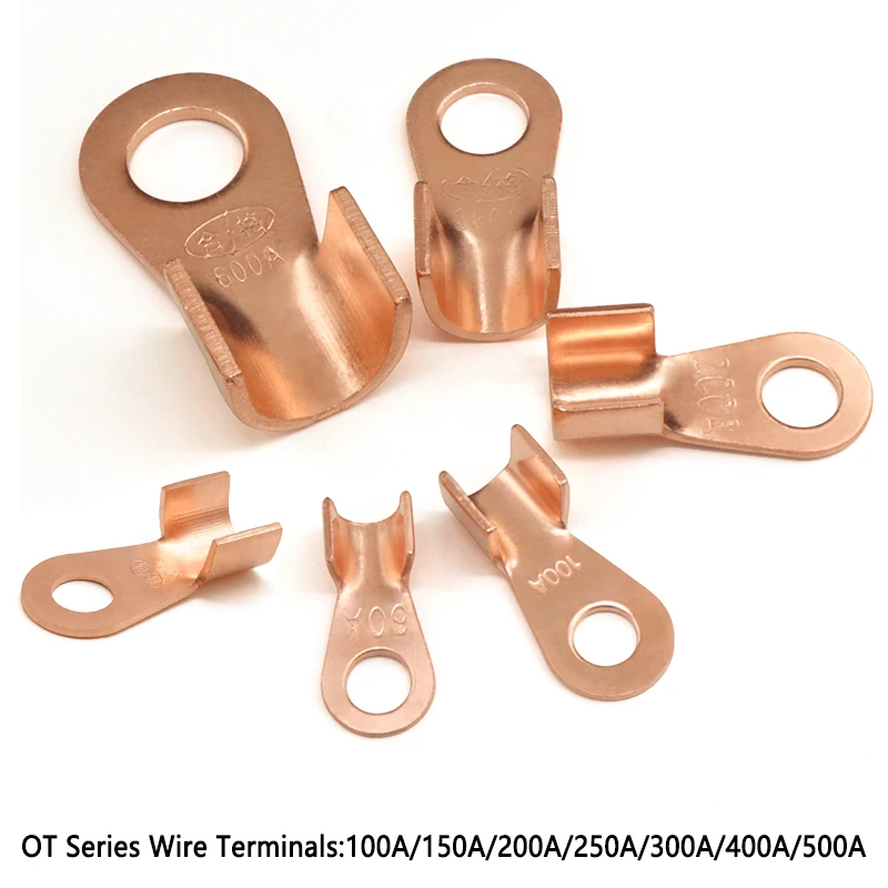 

Wire Terminal OT Type Open-End Copper Crimp Terminal Lugs 100A 500A Cable End Connector Splice Terminals Battery Wire Connectors