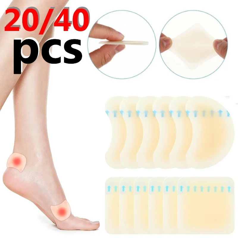 

40pcs Blister Plasters Invisible Hydrocolloid Gel Blister Bandages Blister Cushion Pad for Heel Foot Toe and Guard Skin