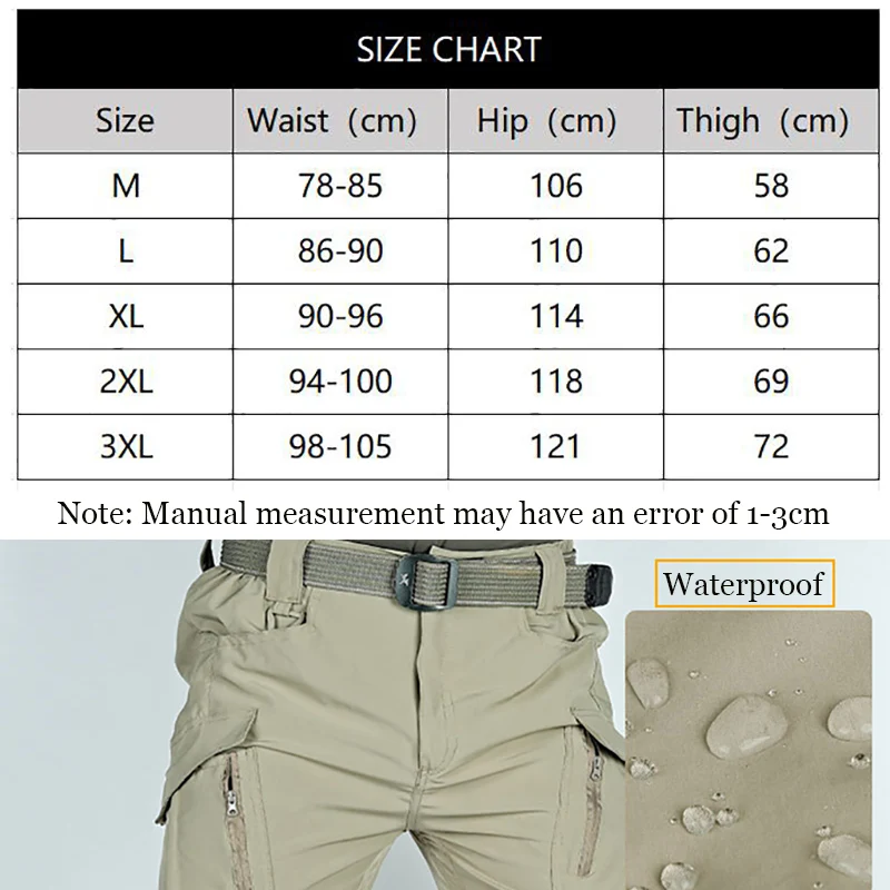 Waterproof Tactical Shorts Pants  Multi-pocket Military Casual Cargo Short Pants Quick Dry Outdoor Hiking Wear-resisting Shorts