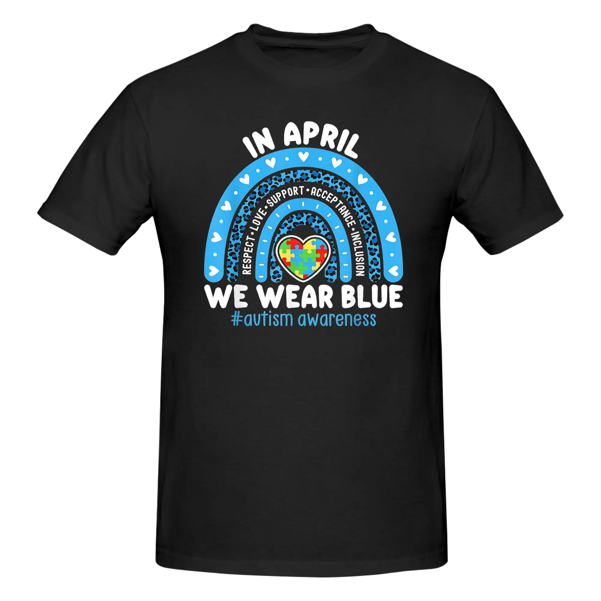 1 Piece Light It Up Blue Novelty 100% Cotton T-Shirt Autism Awareness Day Tees Tops For Men