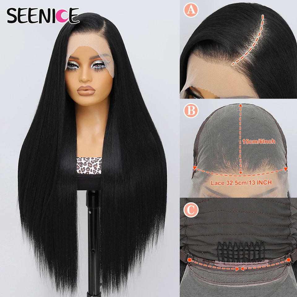 

13x6 Synthetic Lace Frontal Wigs For Women Long Silk Straight 30Inch Ombre Blue Blonde Hightlight Lace Wig Easy Wear Cosplay Wig