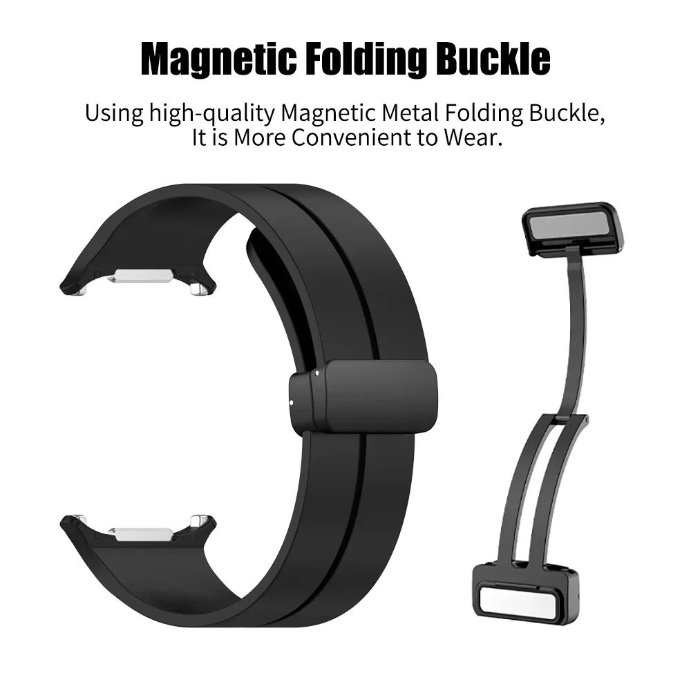 Magnetic Folding Buckle Silicone Strap For Samsung Galaxy Watch Ultra 47mm Band For Watch Ultra Replacement Bracelet Watchband