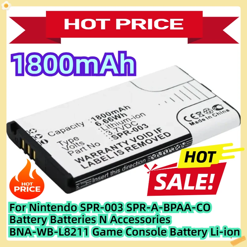 

For Nintendo SPR-003 SPR-A-BPAA-CO Battery Batteries N Accessories BNA-WB-L8211 Game Console Battery Li-ion 3.7V 1800mAh