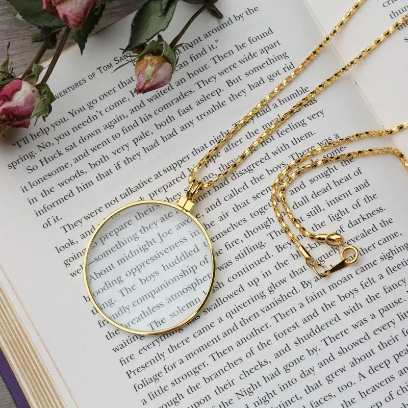 1PC Necklace Magnifying Glasses Handheld Portable Pendant Magnifier Loupe Jewelry Lens for Reading Coin Checking Gifts Parents