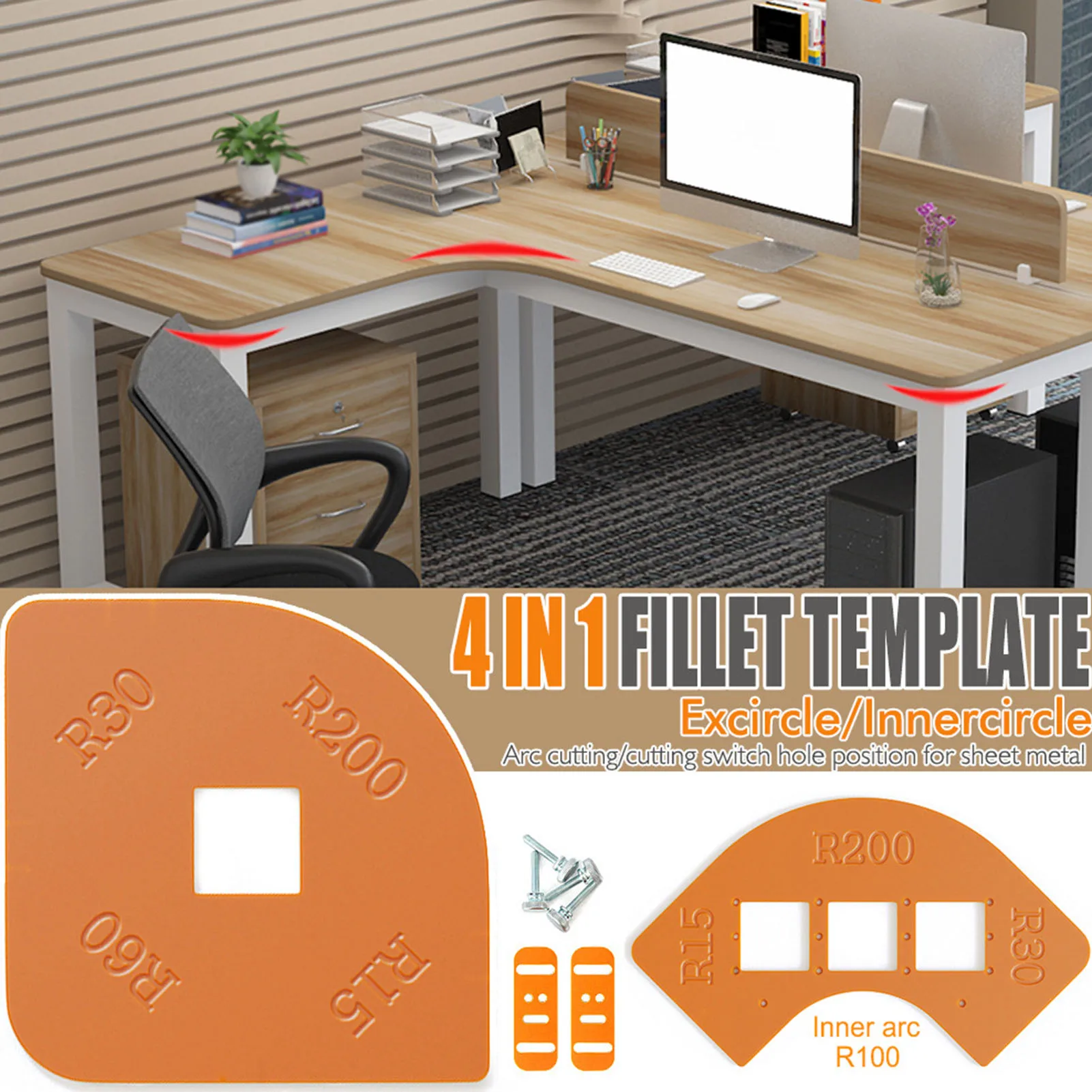 Gabarit de Gabarit de Radius pour Placard d'Armoire, Localisateur d'Angle Arrondi R15 R30 R60 R200, Projets de Travail de Calcul de Coupe