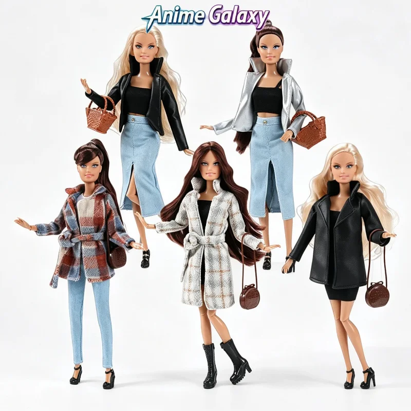 30cm 11 Inch Doll Outfit Set Autumn Winter Western Style Fashion Coat Costume Dress‑Up Clothing For Fashion Doll Collectible