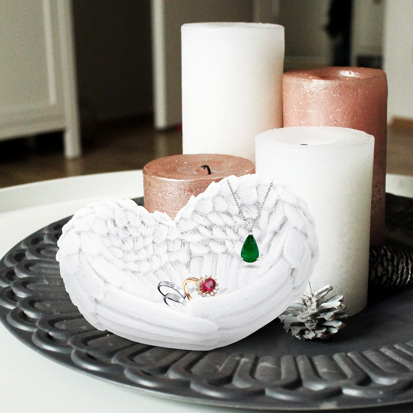 

Jewelry Storage Tray Resin Craft Ornament for Home Office Desktop Adornment Key Holder Sundries Organizer Decorative