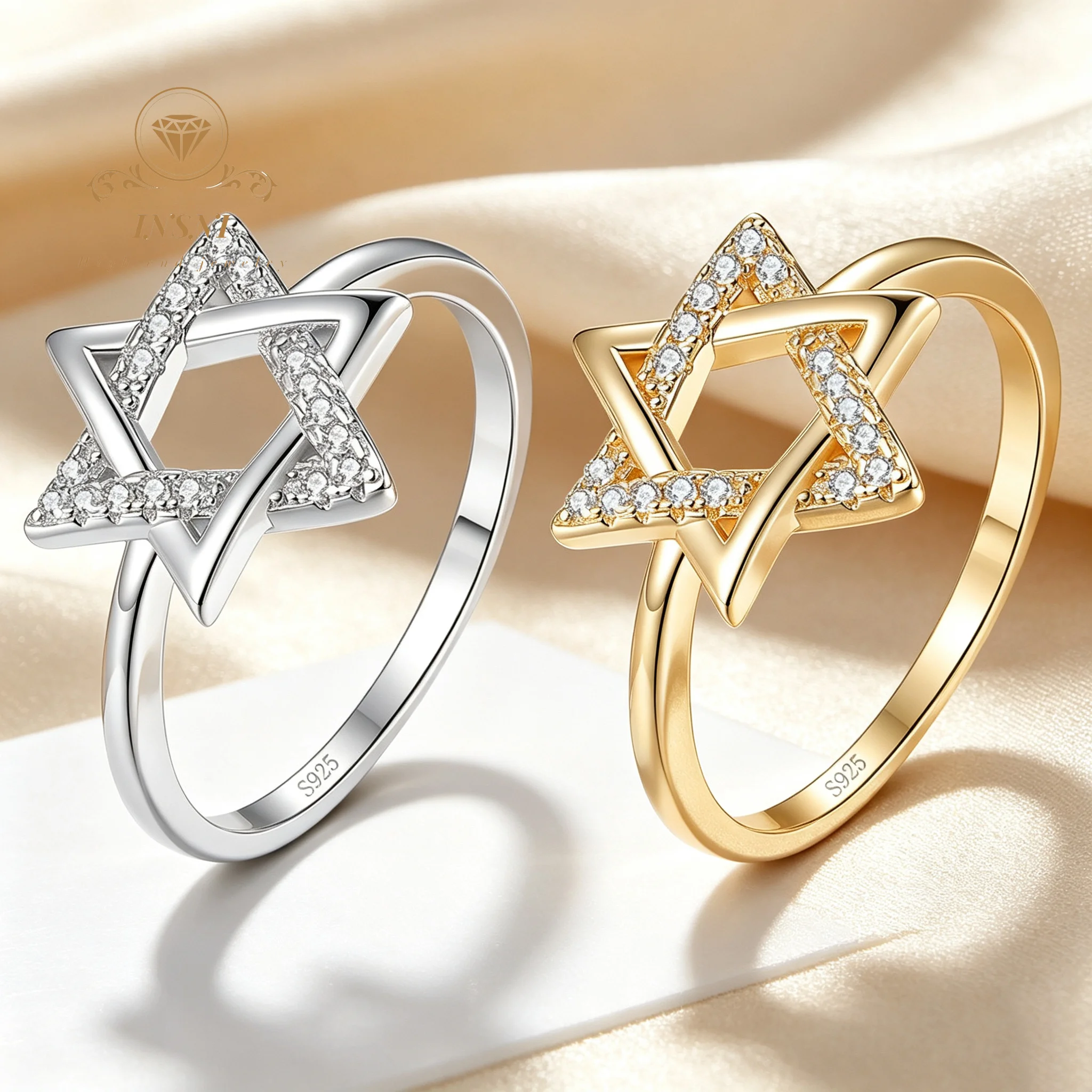 S925 Sterling Silver Ring for Women, Minimalist Chic Hexagram Full Moissanite Versatile Bestseller  Affordable Luxury Jewelry