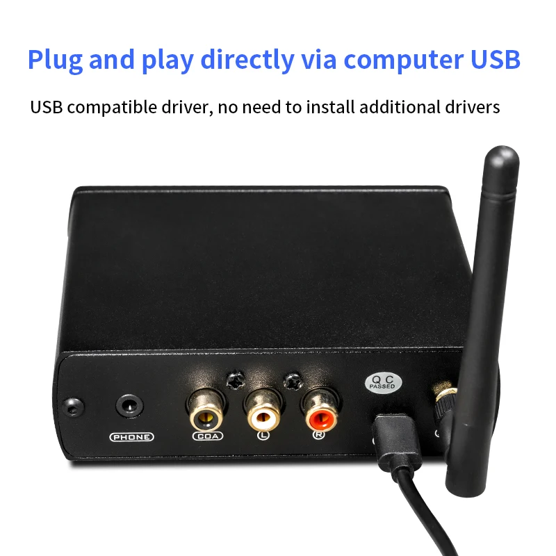 Bluetooth 5.1 DAC Receiver, QCC5125 ESS9038 HiFi Decoder LDAC aptX-HD DSD USB with OLED Display RCA 3.5mm Out view 6