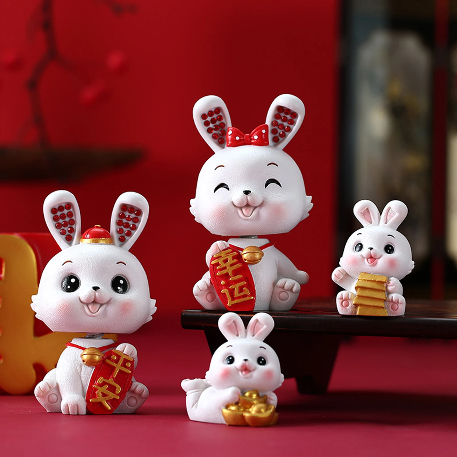 

8Pcs Premium Resin Bunny Ornaments Adorable Rabbit Figurines Miniature Decorative Crafts For Desktop Car Garden