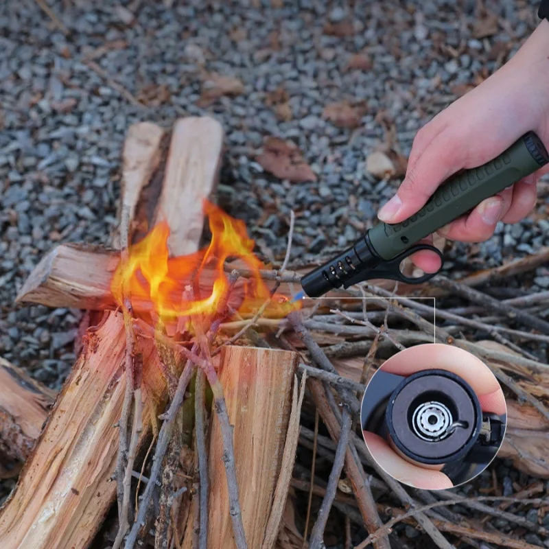 

Outdoor Camping Portable Igniter Inflatable Lighter Windproof Straight Flame Camping Barbecue Stove Accessories Men's Gift