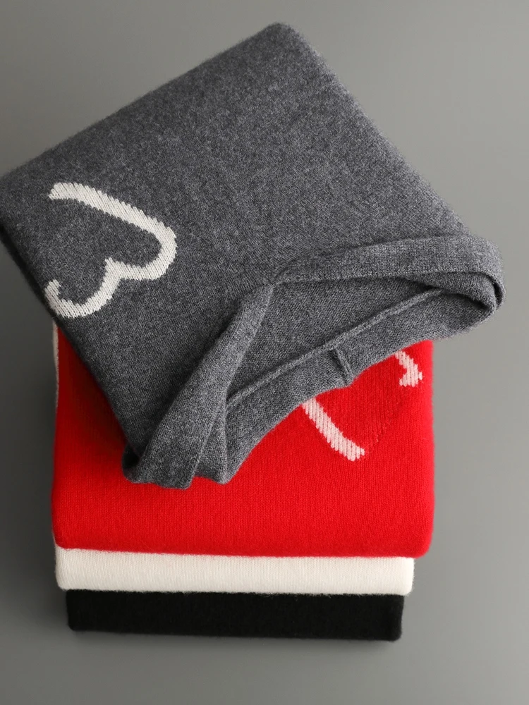 TLOML Men's 100% Merino Wool Knitwear Hooded Pullover Autumn Winter Soft Warm Cashmere Sweater Jacquard Casual Loose Style Tops