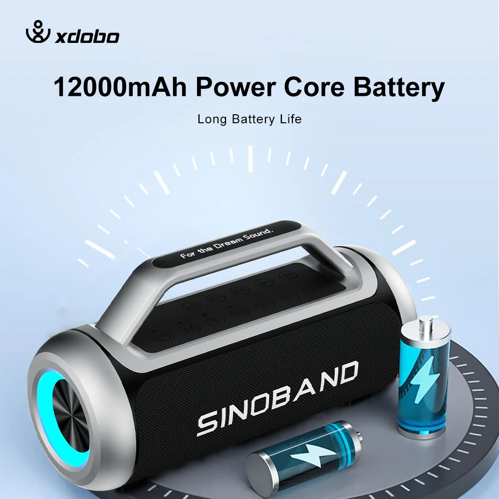 Xdobo 120w wasserdichter Außen lautsprecher 12000mAh Akku HiFi-Super-Bass tragbarer Subwoofer drahtlose Bluetooth-Sound box mit Mikrofon