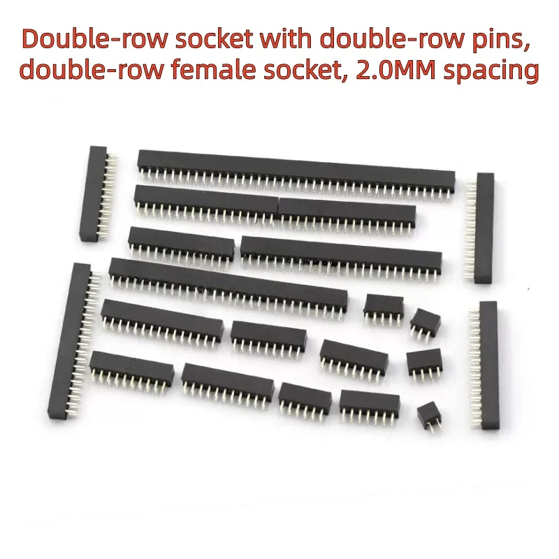 10pcs 2.0mm Double Row Straight Female 2-40P Pin Header Socket Connector 2x2/3/4/5/6/7/8/9/10/12/14/15/16/17/18/20/30/40Pin