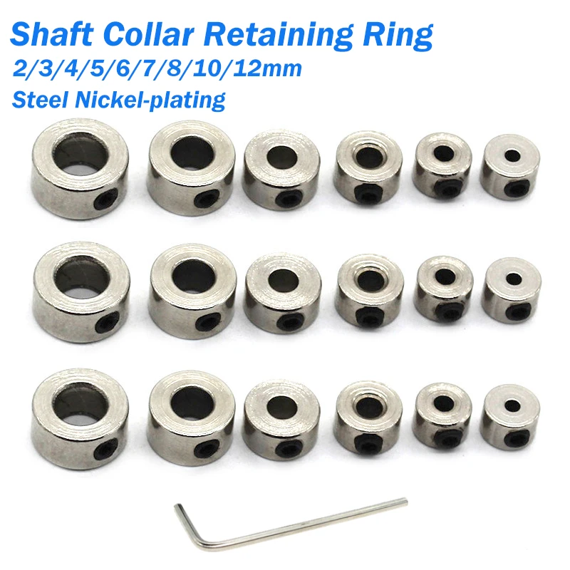 Image of 2/3/4/5/6/7/8/10/12mm Welle Kragen Sicherungsring Nickel-überzug Metall Welle Spann Hülse Fahrwerk Stopper Rad Schloss