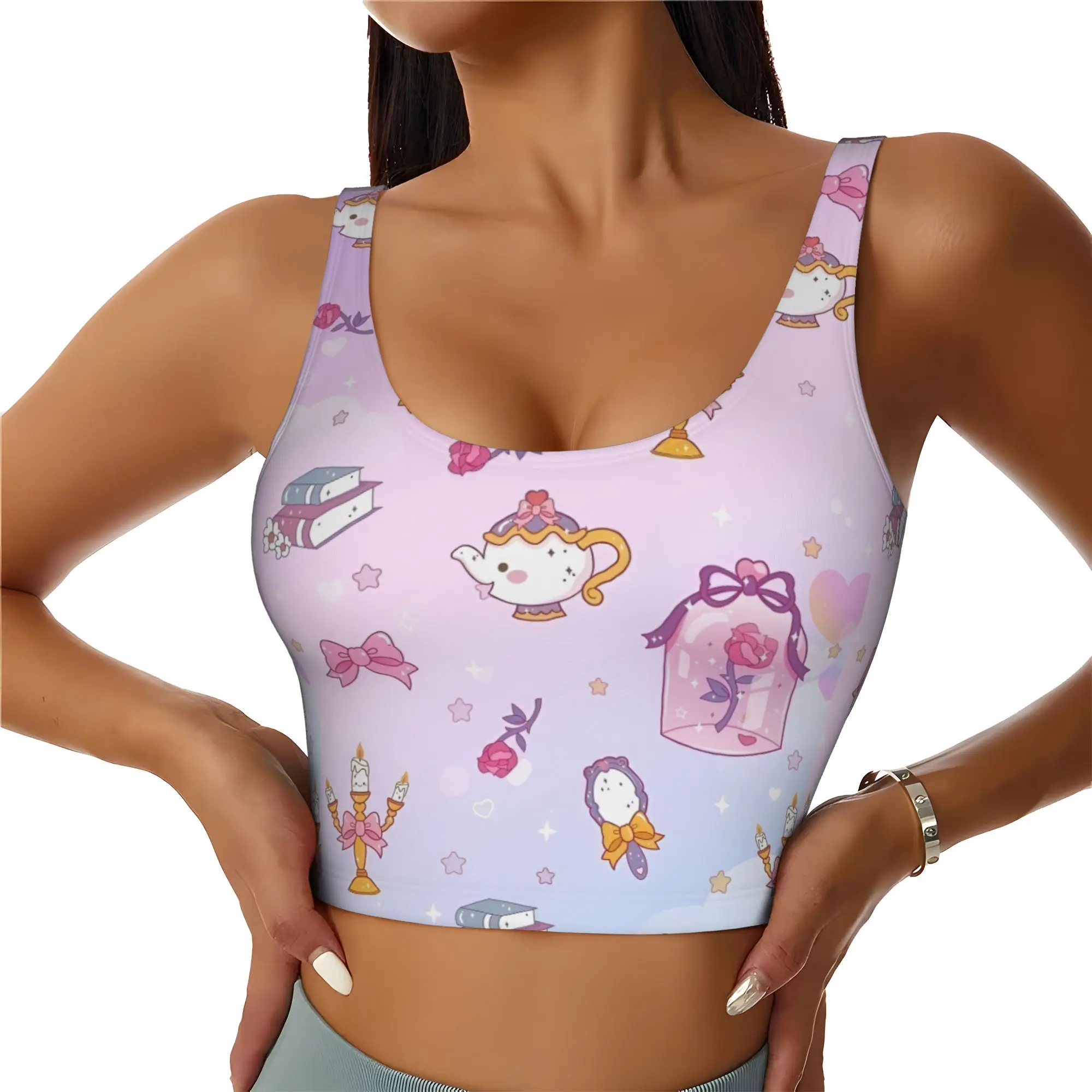 Custom Women Beautyes Anime Beastes Sports Bras Cartoon High Impact Gym Workout Running Crop Tank Tops