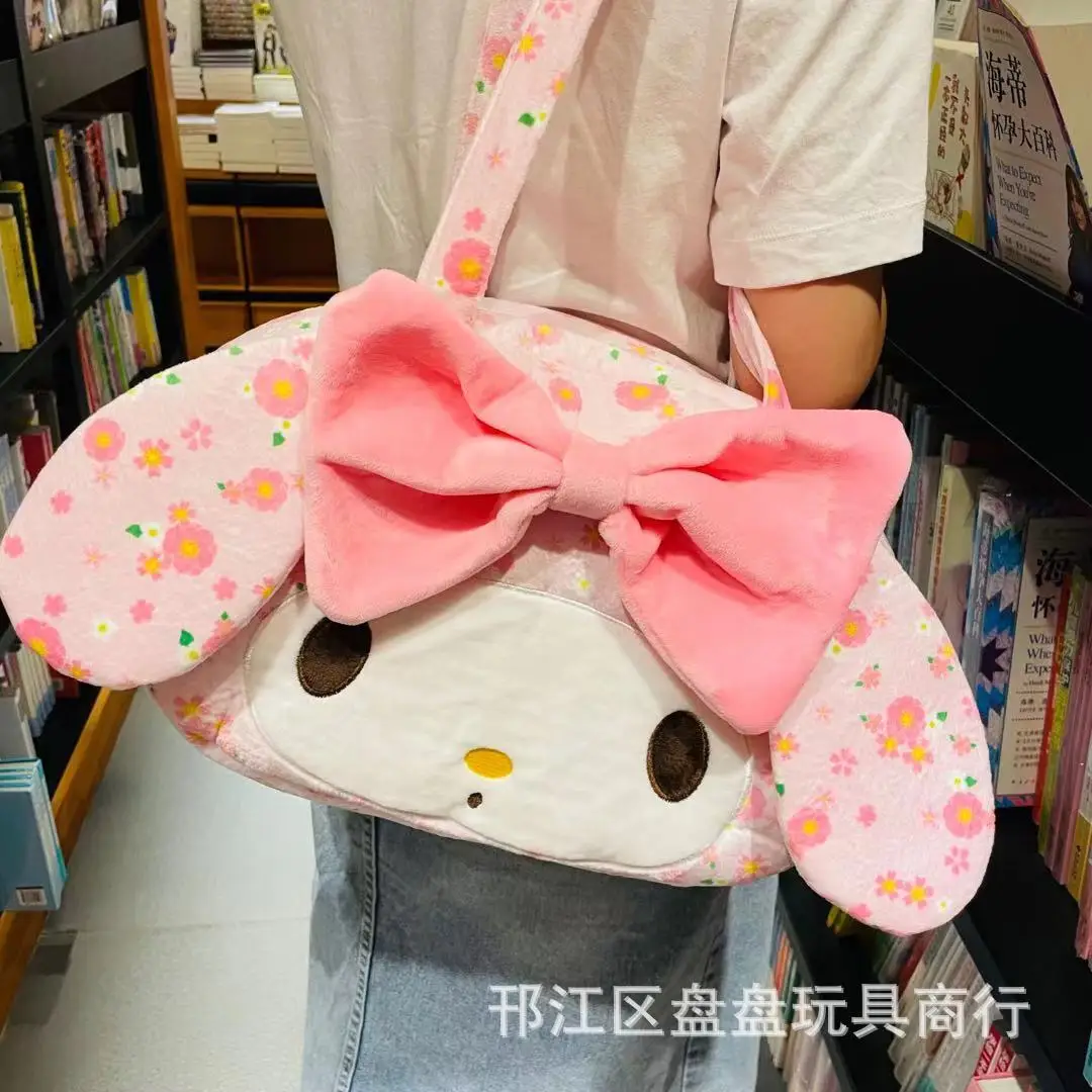 

Sanrio Cinnamoroll Kuromi Melody Cotton Cute Cartoon Shoulder Bag Plush Y2k Large Capacity Handbag Fashion Travel Storage Bag