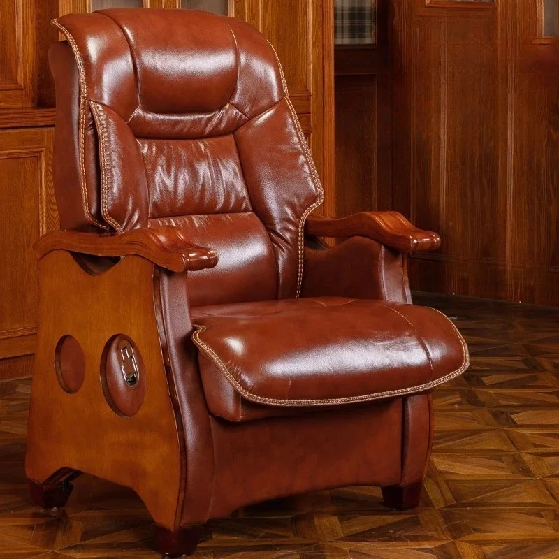 & American Reclining Leisure Computer Chair for Office Furniture Leather Backrest Boss Office Chairs Home Swivel Lift Gaming Cha