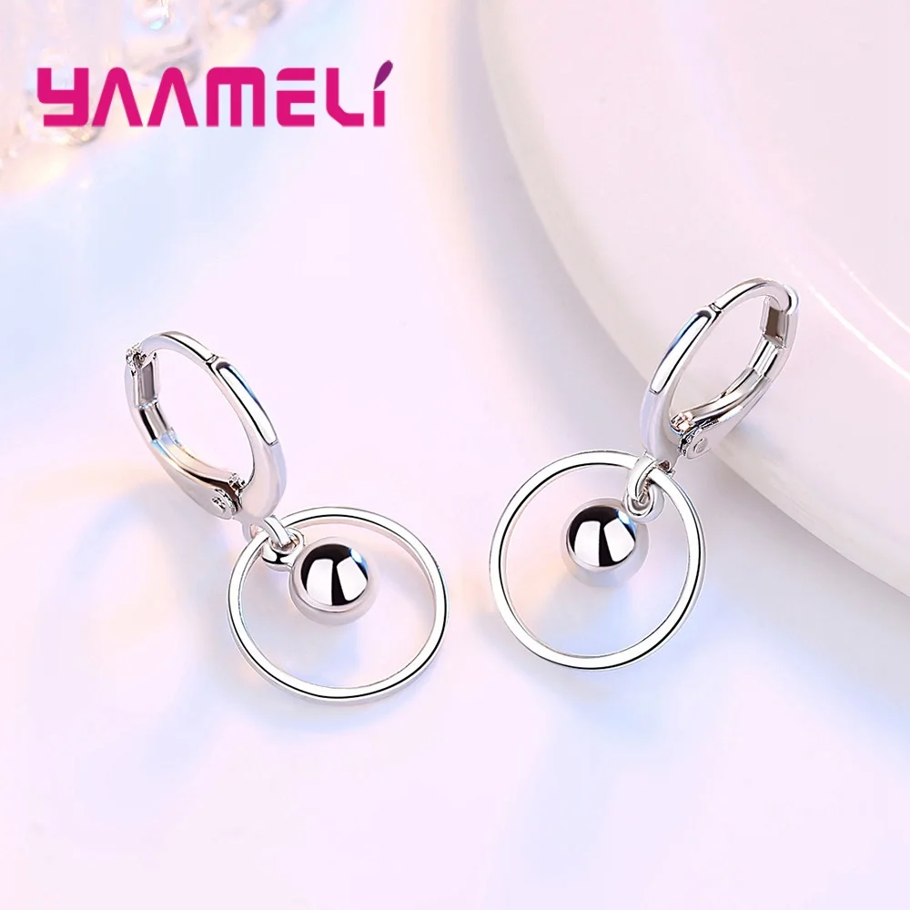 Style coréen Fine 925 en argent Sterling boucle d'oreille femmes mode bijoux cercle point suspendu Huggie oreille Brincos Pendientes offre spéciale