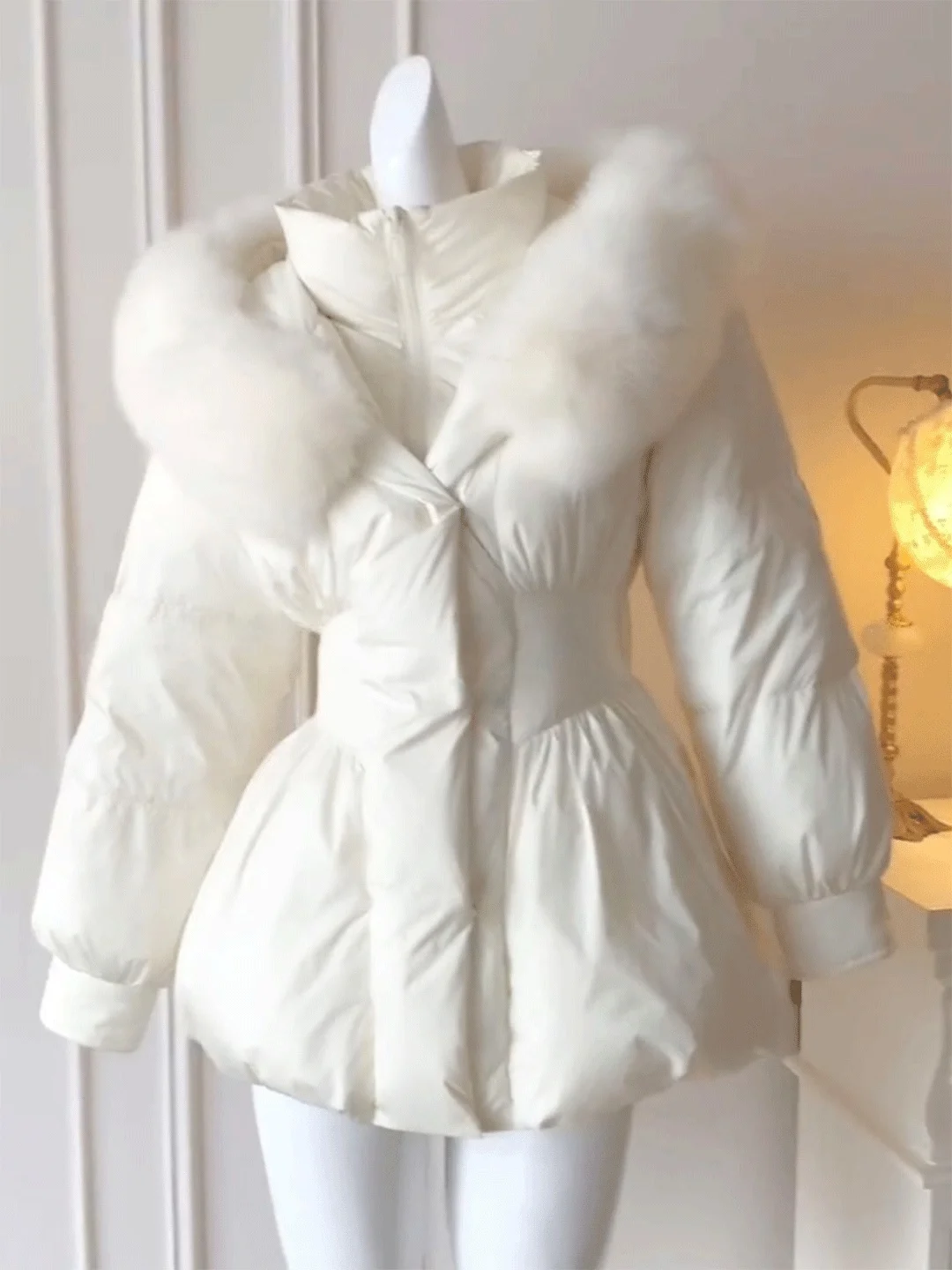 

Trendy 2026 Women's Thickened Cotton Jacket with Large Fur Collar Hooded Korean Style Design Sense Quilted Coat Outerwear