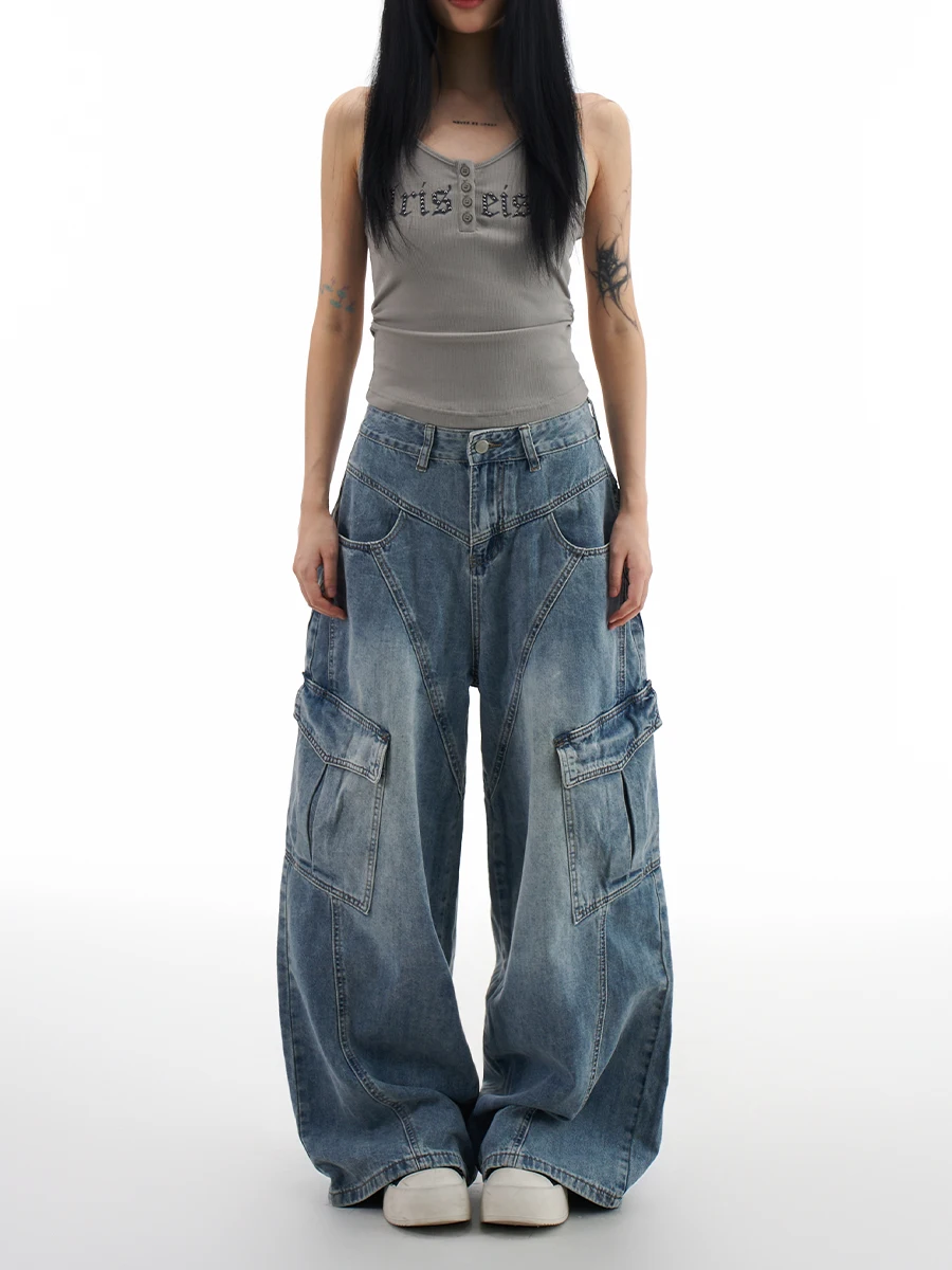 

Широкие джинсовые джинсы American Sle High Street, женские свободные прямые брюки для рабочей одежды, осенние новые грушевидные облегающие брюки