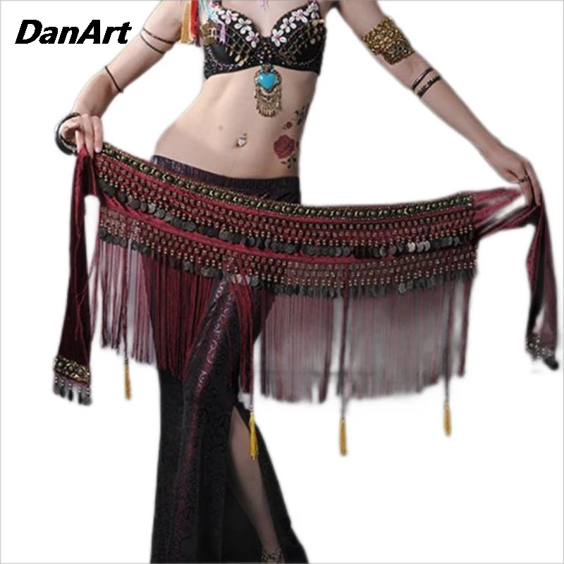 

New Belly Dance Hip Scarf Coin Belt Tribal Costume Fringe Tassel Belt Copper Belly Dance Performance Practice Waist Tribal Belt