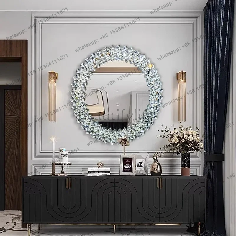 ld Luxury Funky Mirror  Girls Decoration Vanity Acrylic Makeup Aesthetic Mirror Wall Circle Spiegels Home Products