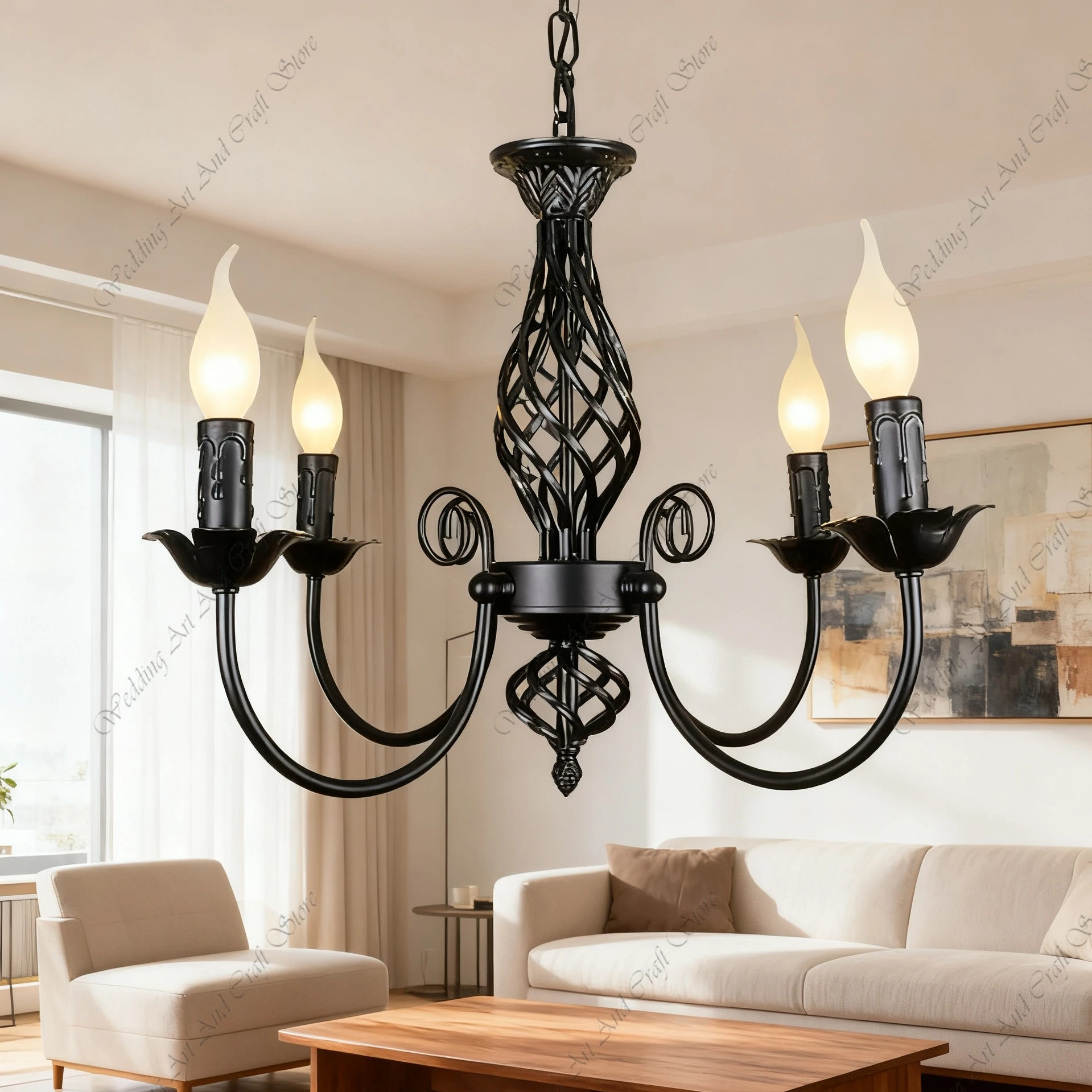4pcs f30 Classic American Style Copper Iron Candle Chandelier for Wedding Restaurant Hanging Pendant Lights ivy253